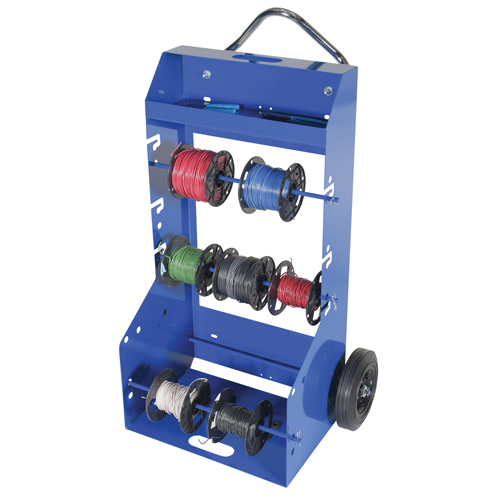 Portable Wire Reel Caddy, Steel, 4 Rod, 29" W x 47-5/16" H x 21-7/8" D, 300 lbs. Capacity Dufferin Supply