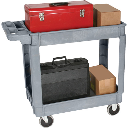 Deluxe Utility Cart, 2 Tiers, 25" x 35-1/2" x 43.5"/43-1/2", 550 lbs. Capacity Dufferin Supply