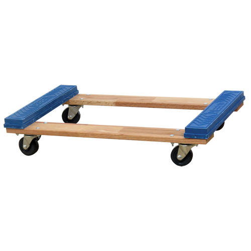 Open Deck Rubber Ends Dolly, Wood Frame, 18" W x 30" D x 6" H, 900 lbs. Capacity Dufferin Supply