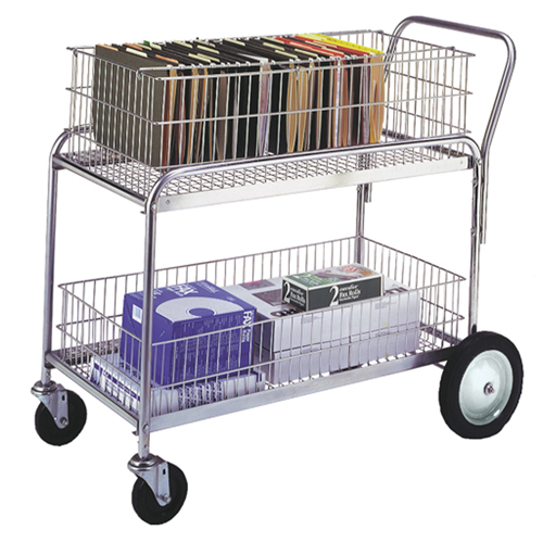 Chariot de bureau en treillis m&eacute;tallique pour le courrier, 250 lb Capacit&eacute;, Chrome, 23-3/4" p x 43" la x 38-1/2" h, Chrom&eacute; Dufferin Supply