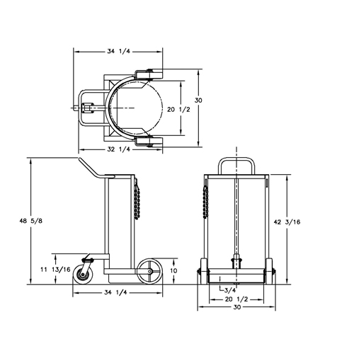 Large Liquid Gas Cylinder Truck LCC, Polyurethane Wheels, 20" W x 20" D Base, 1000 lbs. Dufferin Supply