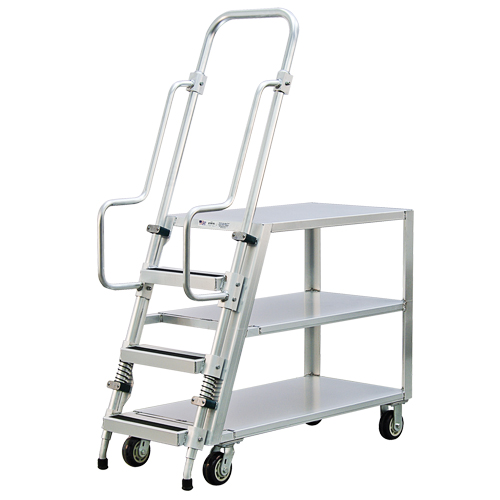 Chariot de pr&eacute;paration en aluminium avec &eacute;chelle, Aluminium, 22" la x 51-1/2" p, 3 tablettes, Capacit&eacute; 800 lb Dufferin Supply