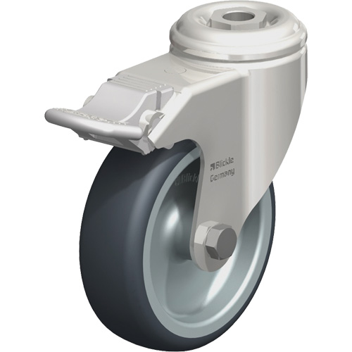 Stainless Steel Thermoplastic Elastomer Caster, Swivel with Brake, 4" (102 mm) Dia., 240 lbs. (108 kg.) Capacity Dufferin Supply