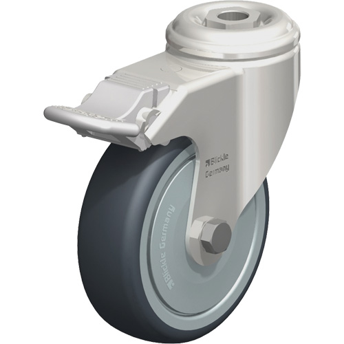 Roulette en &eacute;lastom&egrave;re thermoplastique acier inoxydable, Pivotant avec frein, Diam&egrave;tre 4" (102 mm), Capacit&eacute; 240 lb (108 kg) Dufferin Supply