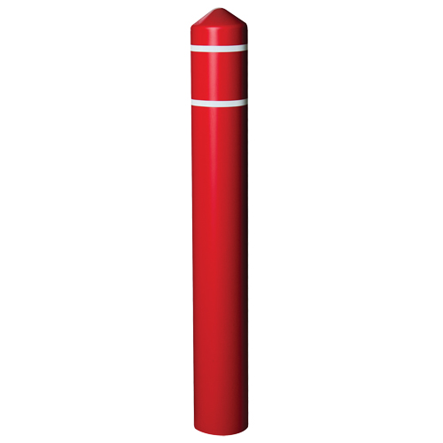 Smooth Bollard Cover With Reflective Stripes, 4" Dia. x 56" L, Red Dufferin Supply