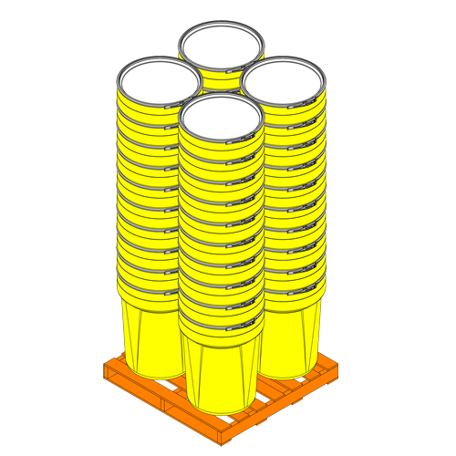 Nestable Polyethylene Drum, 30 US gal (25 imp. gal.), Open Top, Yellow Dufferin Supply