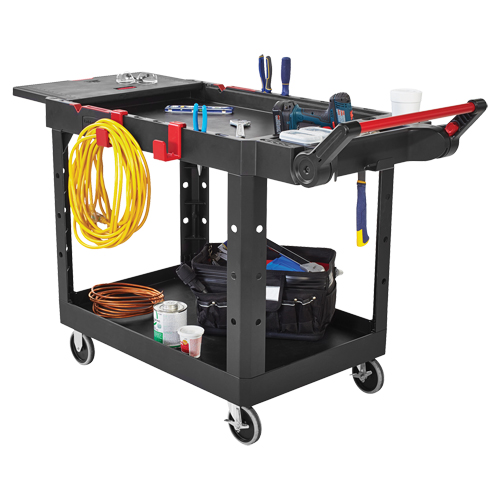 Chariot utilitaire robuste et polyvalent, 2 tiers, 17-3/4" x 36" x 46-1/5", Capacit&eacute; 500 lb Dufferin Supply