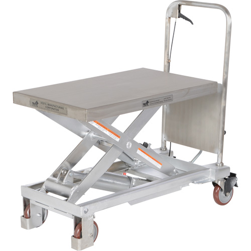 Table &eacute;l&eacute;vatrice hydraulique manuelle &agrave; ciseaux, 32-1/2" lo x 19-1/2 la, Partiellement en acier inoxydable, Capacit&eacute; 1000 lb Dufferin Supply