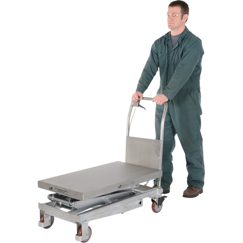 Table &eacute;l&eacute;vatrice hydraulique manuelle &agrave; ciseaux, 35-1/2" lo x 20" la, Partiellement en acier inoxydable, Capacit&eacute; 800 lb Dufferin Supply