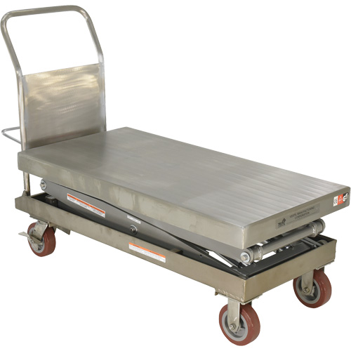Manual Hydraulic Scissor Lift Table, 47-1/2" L x 24" W, Partial Stainless Steel, 1500 lbs. Capacity Dufferin Supply