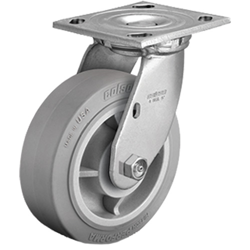 Plate Caster, Swivel, 4" (101.6 mm), Rubber, 225 lbs. (102 kg.) Dufferin Supply