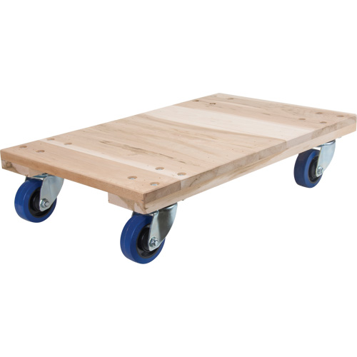 Heavy-Duty Solid Wood Dollies, Rubber Wheels, 1400 lbs. Capacity, 18" W x 24" D x 7" H Dufferin Supply
