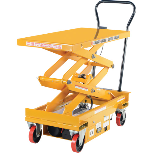 DC Powered Hydraulic Scissor Lift Elevating Cart, Steel, 39-3/4" L x 20-1/2" W, 1000 lbs. Capacity Dufferin Supply