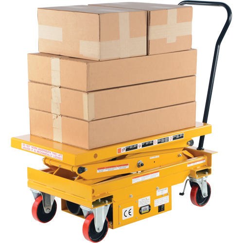 DC Powered Hydraulic Scissor Lift Elevating Cart, Steel, 39-3/4" L x 20-1/2" W, 1000 lbs. Capacity Dufferin Supply