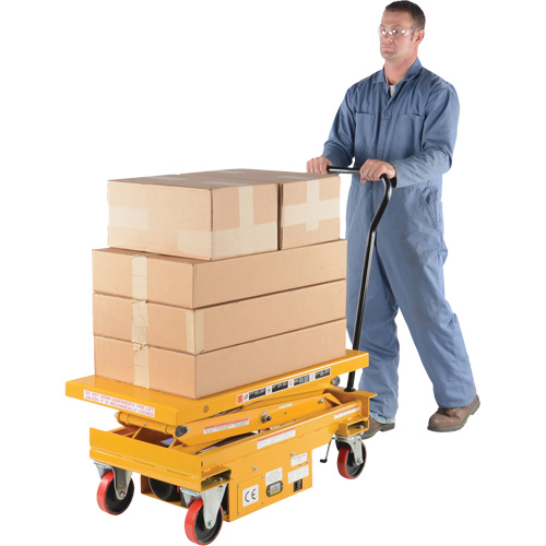 DC Powered Hydraulic Scissor Lift Elevating Cart, Steel, 39-3/4" L x 20-1/2" W, 1000 lbs. Capacity Dufferin Supply