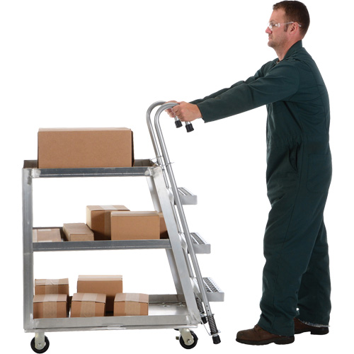 Chariot de pr&eacute;l&egrave;vement de stock, Aluminium, 21-7/8" la x 40" p, 3 tablettes, Capacit&eacute; 660 lb Dufferin Supply