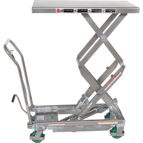 Manual Hydraulic Scissor Lift Table, 36-1/4" L x 19-3/8" W, Stainless Steel, 600 lbs. Capacity Dufferin Supply