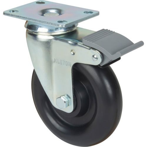 Caster, Swivel with Brake, 5" (127 mm), Polyolefin, 250 lbs. (113.4 kg) Dufferin Supply