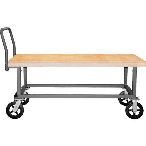 Adjustable Wood Deck Platform Truck, 48" L x 24" W, 1800 lbs. Capacity, Mold-on Rubber Casters Dufferin Supply