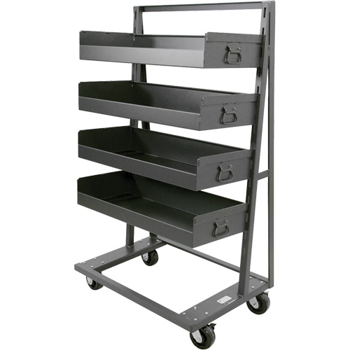Single-Sided Heavy Duty A-Frame Cart with 4 Large Lipped Trays, 38" x 25" x 63", 2500 lbs. Capacity Dufferin Supply