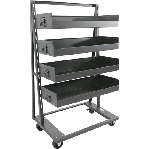 Single-Sided Heavy Duty A-Frame Cart with 4 Large Lipped Trays, 38" x 25" x 63", 2500 lbs. Capacity Dufferin Supply