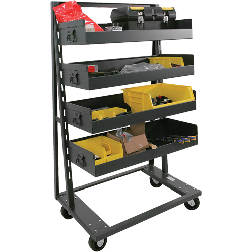 Single-Sided Heavy Duty A-Frame Cart with 4 Large Lipped Trays, 38" x 25" x 63", 2500 lbs. Capacity Dufferin Supply