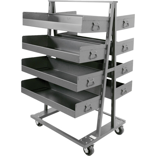 Double-Sided Heavy Duty A-Frame Cart with 8 Large Lipped Trays, 38" x 30" x 63", 2500 lbs. Capacity Dufferin Supply