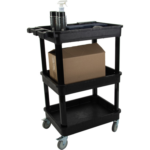 Chariot utilitaire avec tablette &agrave; bordure profonde, 3 tiers, 19" x 39-1/2" x 28-1/4", Capacit&eacute; 330 lb Dufferin Supply