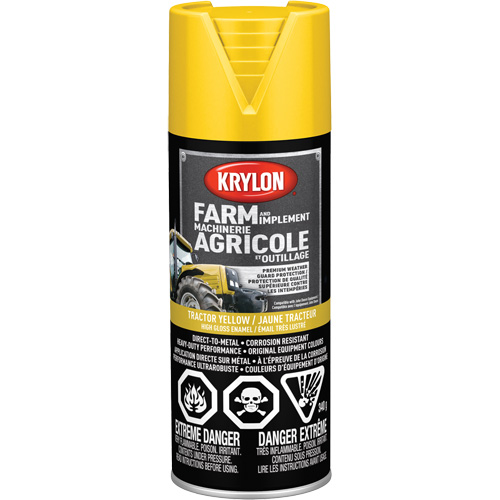 Peinture en a&eacute;rosol pour la ferme et l'&eacute;quipement, Jaune John Deere, Tr&egrave;s brillant, 12 oz, Canette a&eacute;rosol Dufferin Supply
