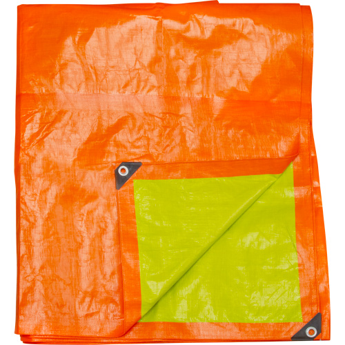 B&acirc;che tiss&eacute;e robuste haute visibilit&eacute;, Poly&eacute;thyl&egrave;ne, Vert/Orange, 16' x 20' x 12 mils Dufferin Supply