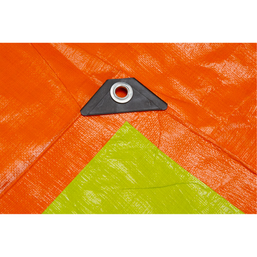 B&acirc;che tiss&eacute;e robuste haute visibilit&eacute;, Poly&eacute;thyl&egrave;ne, Vert/Orange, 16' x 20' x 12 mils Dufferin Supply