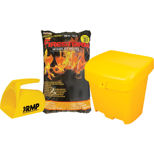 Ensemble de produit de d&eacute;glaçage intense Firestorm avec 56 sacs, Sac, 44 lb (20 kg), Point de fonte -32°C (-25°F) Dufferin Supply