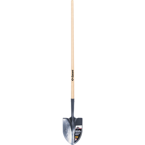 Pro Round Point Shovel, Tempered Steel Blade, Wood, Straight Handle Dufferin Supply