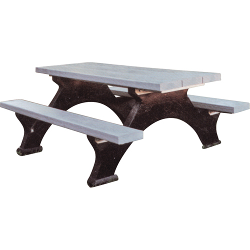 Recycled Plastic Picnic Tables, 6' L x 62-1/4" W, Grey Dufferin Supply