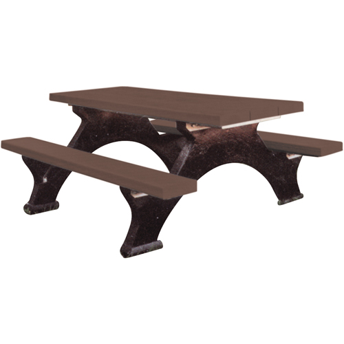 Recycled Plastic Picnic Tables, 6' L x 62-1/4" W, Brown Dufferin Supply