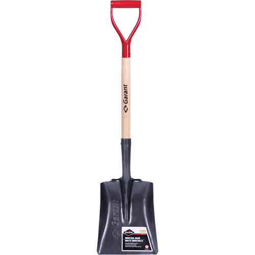 Pro Square Point Shovel, Wood, Tempered Steel Blade, D-Grip Handle, 27-3/4" Long Dufferin Supply