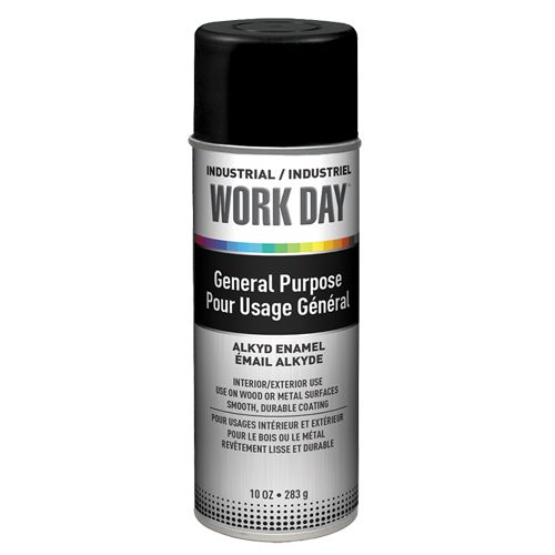 Peinture industrielle Work Day, Noir, Tr&egrave;s mat, 10 oz, Canette a&eacute;rosol Dufferin Supply