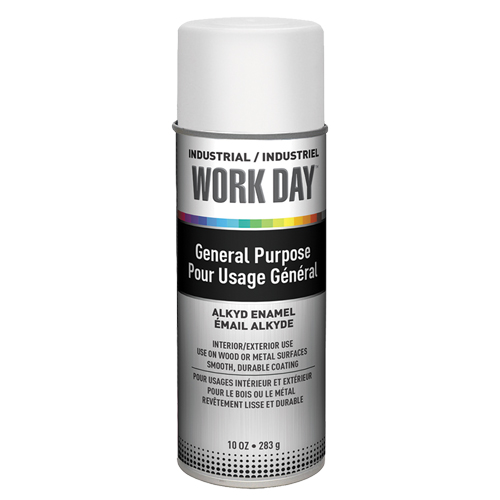 Peinture industrielle Work Day, Blanc, Tr&egrave;s mat, 10 oz, Canette a&eacute;rosol Dufferin Supply