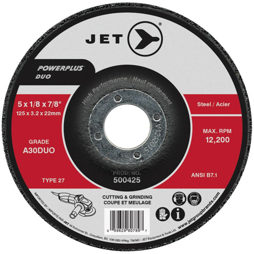 Meule/disque de coupe POWERPLUS DUO, 4" x 1/8", Arbre de 5/8", Type 27, Grain de A30DUO Dufferin Supply