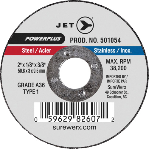 Meule &agrave; tronçonner POWERPLUS A36, 2" x 1/8", Arbre de 3/8", Type 1, 38 200 Tr/min Dufferin Supply