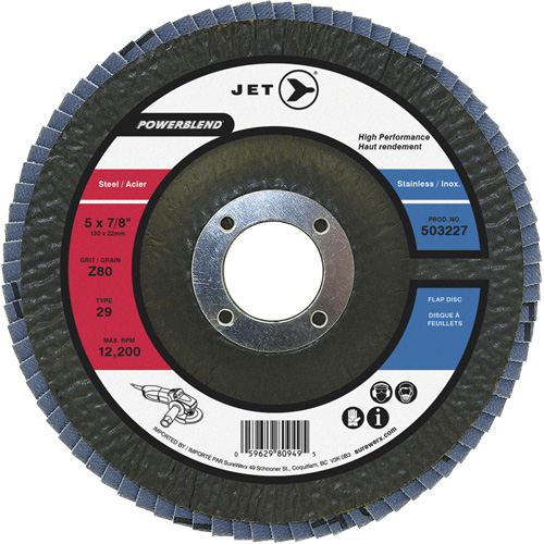POWERBLEND Flap Disc, 5" x 7/8", Type 29, Z40 Grit, Zirconia Alumina Dufferin Supply