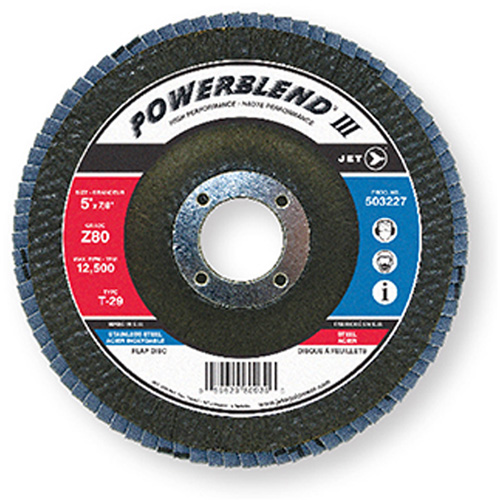 Disque &agrave; lamelles PowerBlend, 7" x 7/8", Type 29, Grain Z120, Alumine de zirconium Dufferin Supply
