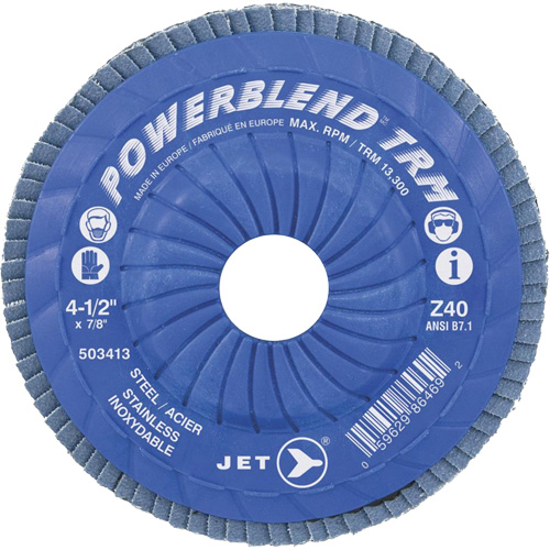 Disque &agrave; lamelles ajustables POWERBLEND TRM, 5" x 7/8", Type 29, Grain Z60, Alumine de zirconium Dufferin Supply