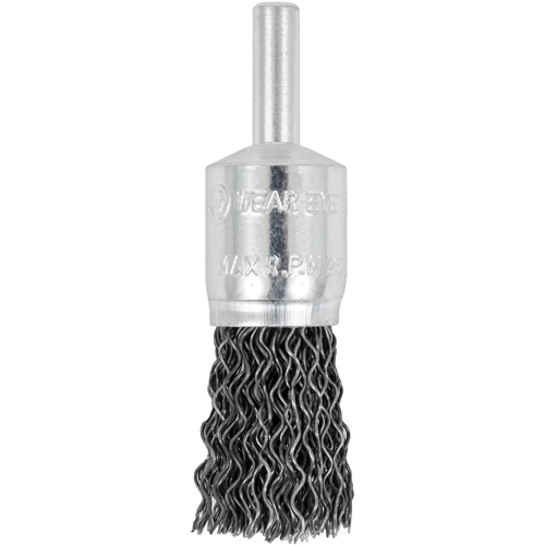 E050-20 Shaft Mounted Crimped End Brush, 1/2", 0.02" Fill, 1/4" Shank Dufferin Supply