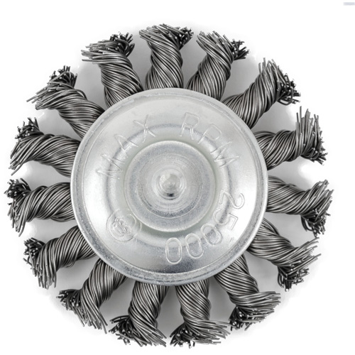 Brosse radiale &agrave; fils nou&eacute;s torsad&eacute;s mont&eacute; sur mandrin EKR275-20, 3", Fils ,02", Tige 1/4" Dufferin Supply