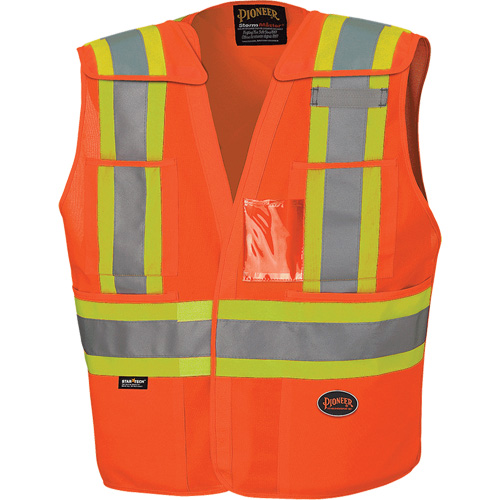 6930 Drop Shoulder Tear-Away Safety Vest, High Visibility Orange, Large/X-Large, Polyester Dufferin Supply
