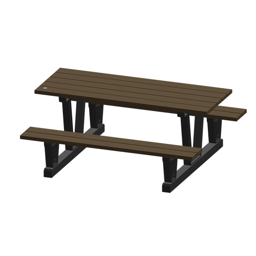 Recycled Plastic Outdoor Picnic Tables, 72" L x 60-5/16" W, Walnut Dufferin Supply