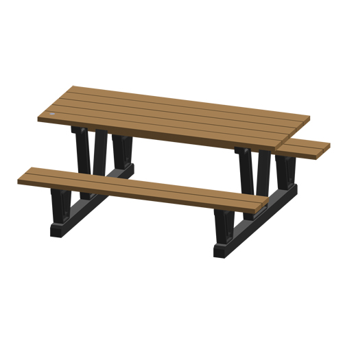 Recycled Plastic Outdoor Picnic Tables, 72" L x 60-5/16" W, Redwood Dufferin Supply