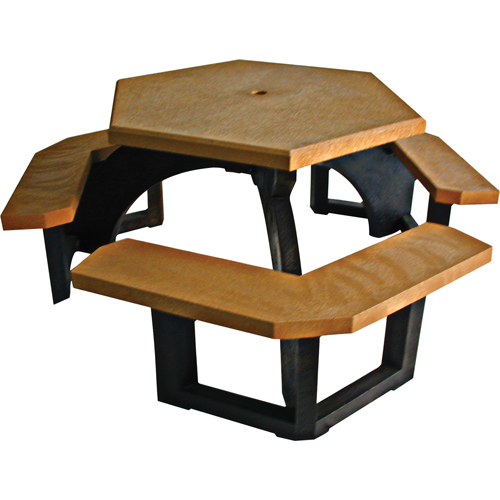 Recycled Plastic Hexagon Picnic Tables, 78" L x 78" W, Cedar Dufferin Supply