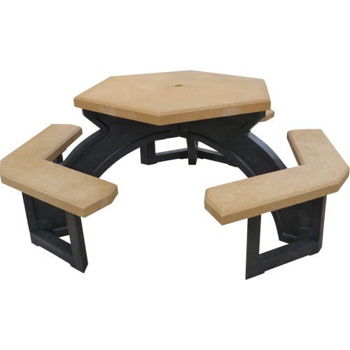 Tables de pique-nique hexagonales en plastique recycl&eacute;, 78" lo x 78" la, C&egrave;dre Dufferin Supply